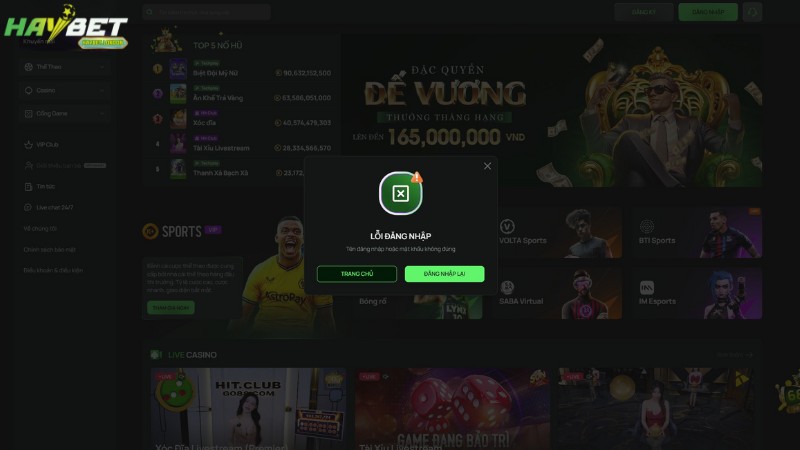 Cách xử lý những lỗi thường gặp khi đăng nhập HAYBET