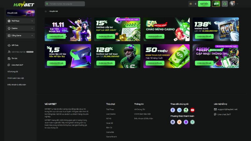 Cập nhật những gói khuyến mãi HAYBET hấp dẫn trong năm 2025