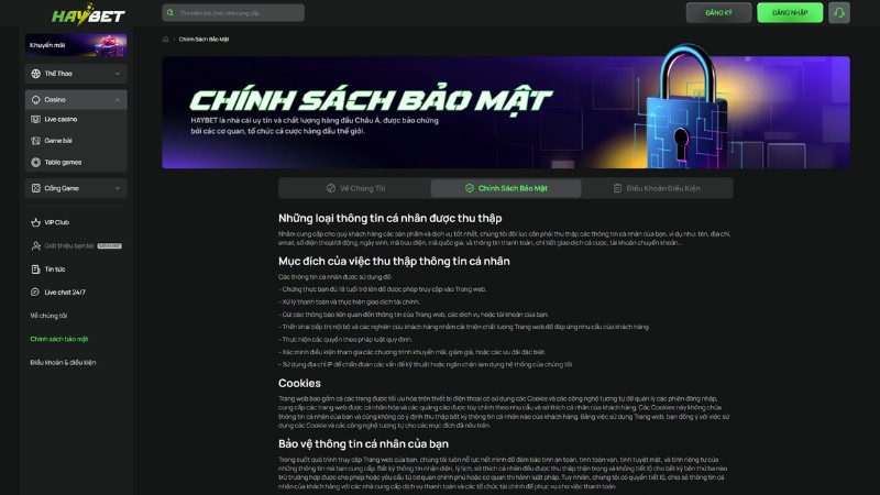 Nhà cái HAYBET có cơ chế bảo mật thông tin toàn diện