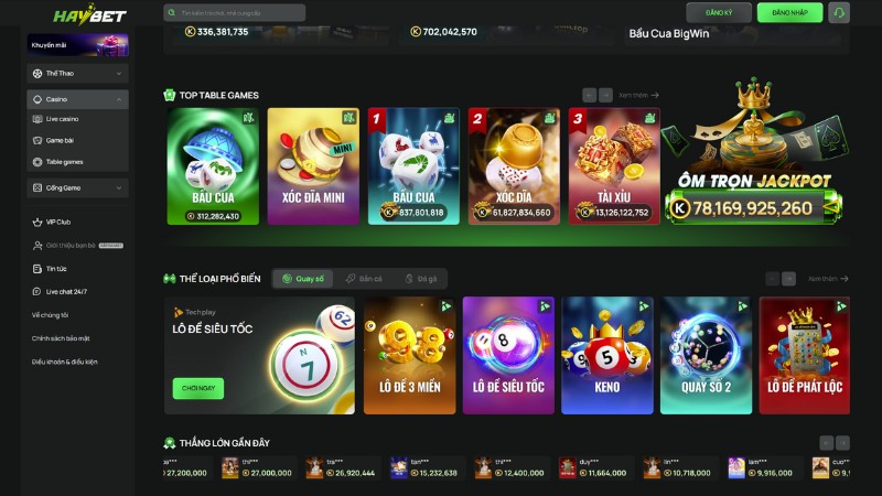 HAYBET hiện cung cấp đa dạng các trò chơi đổi thưởng hấp dẫn