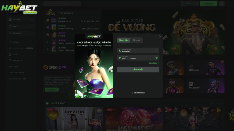 Hướng dẫn cách đăng nhập HAYBET nhanh chóng đúng thao tác